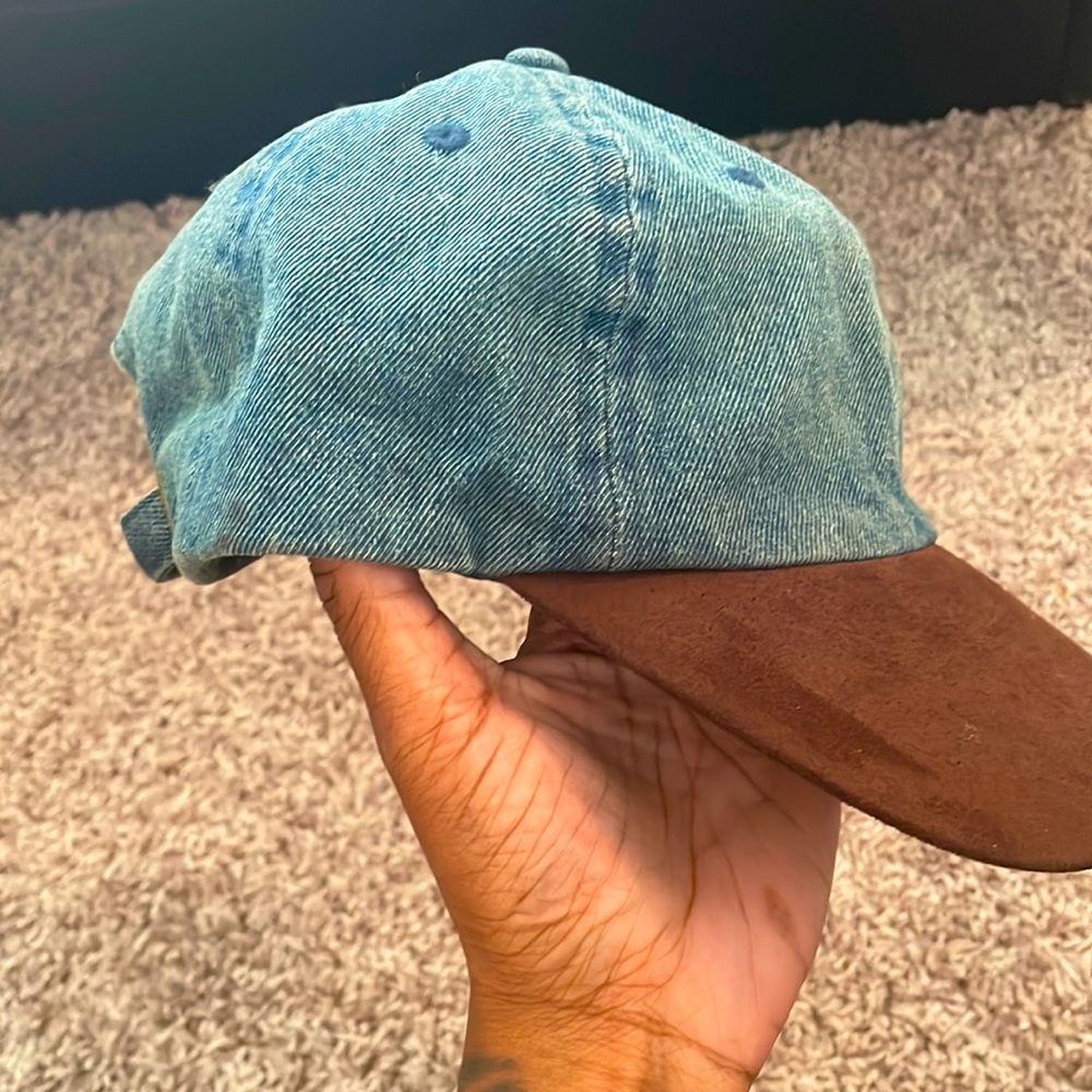 Vintage dad cap denim with brown suede brim